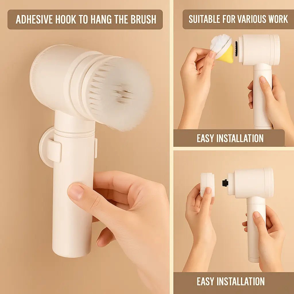 ScrubEase™ 5 in 1 Electric Spin Brush For Sinks, Tiles, Corners & Multi Cleaning