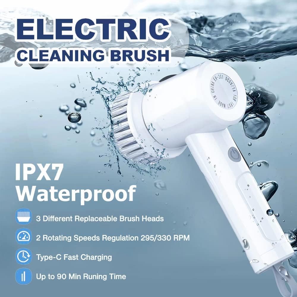 ScrubEase™ 5 in 1 Electric Spin Brush For Sinks, Tiles, Corners & Multi Cleaning