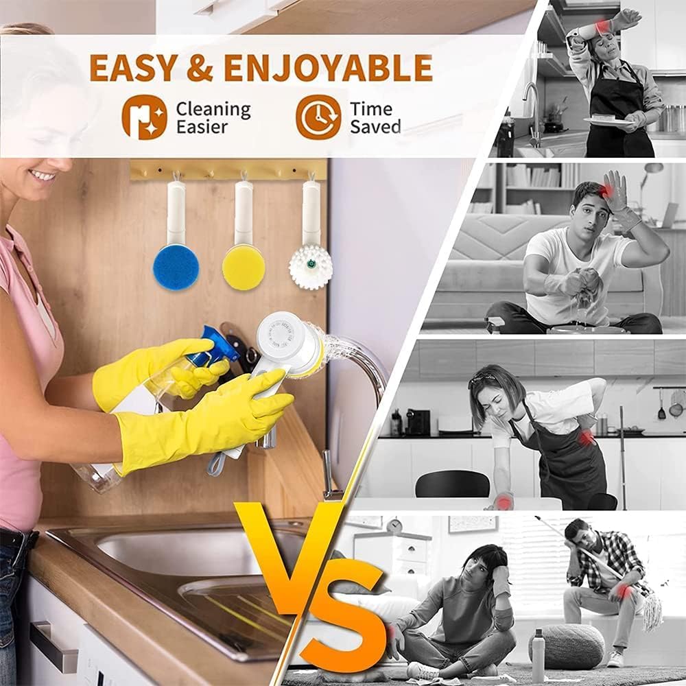 ScrubEase™ 5 in 1 Electric Spin Brush For Sinks, Tiles, Corners & Multi Cleaning