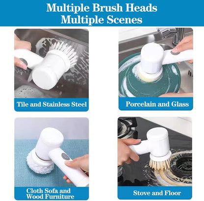ScrubEase™ 5 in 1 Electric Spin Brush For Sinks, Tiles, Corners & Multi Cleaning