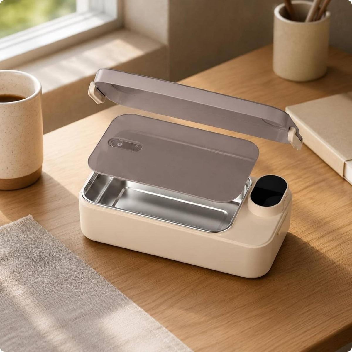 Rechargeable Self-Heating Lunch Box – Portable 304 Stainless Steel Electric Food Warmer