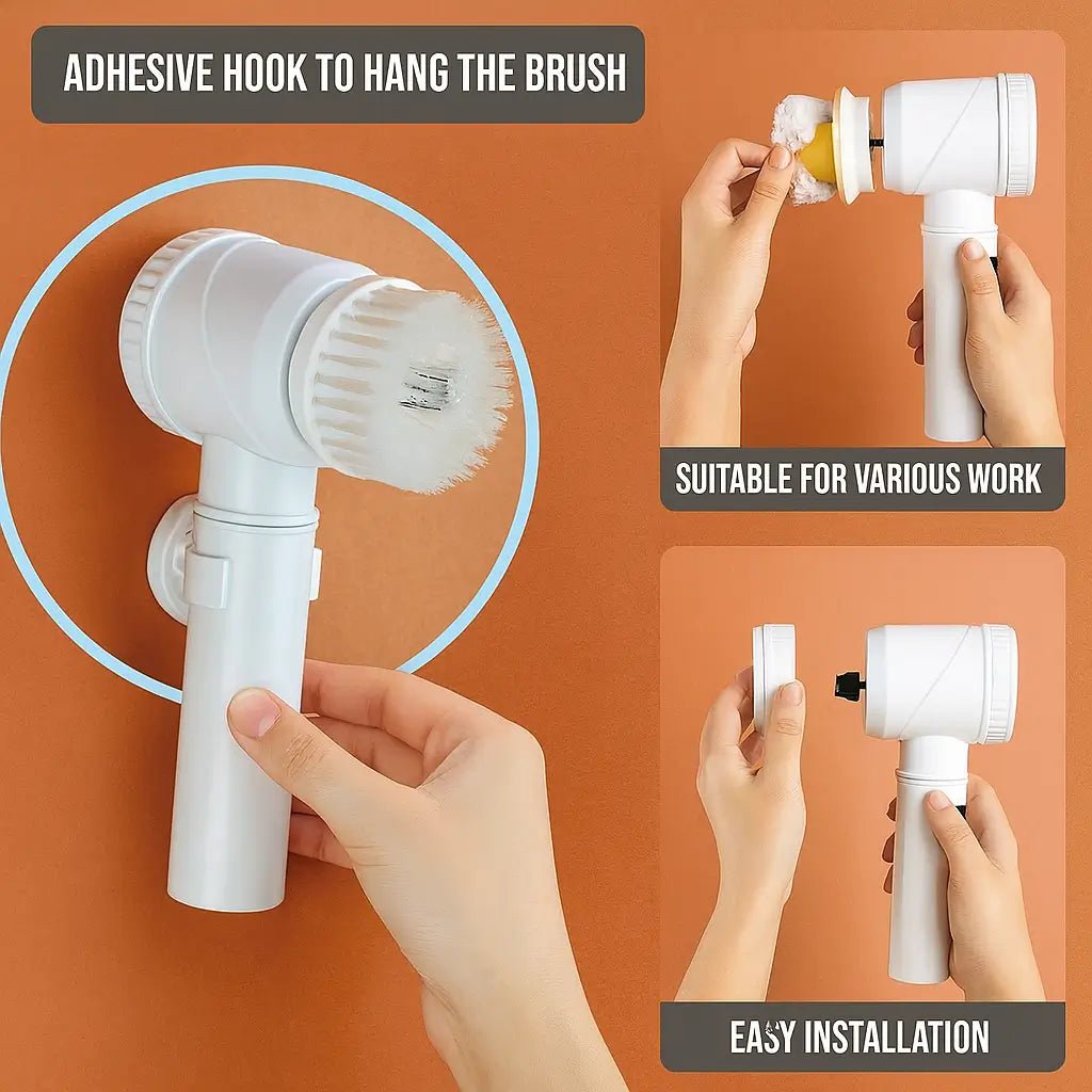 ScrubEase™ 5 in 1 Electric Spin Brush For Sinks, Tiles, Corners & Multi Cleaning